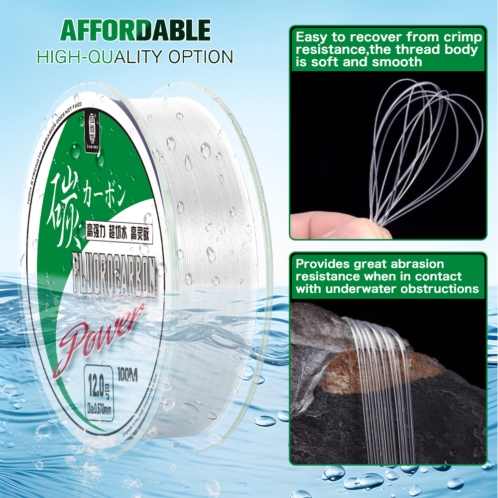 ZUKIBO 50m 100m 100% Fluorocar - Fluorocarbon Line のレビューと価格
