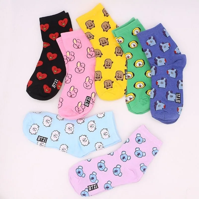 Kawaii BT21 Cartoon Socks Cute - Tippet Line のレビューと価格