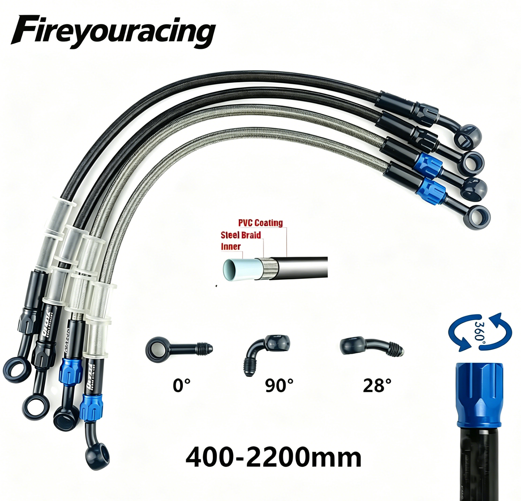 Motorcycle Brake Hose AN3 Brai - Braided Line のレビューと価格
