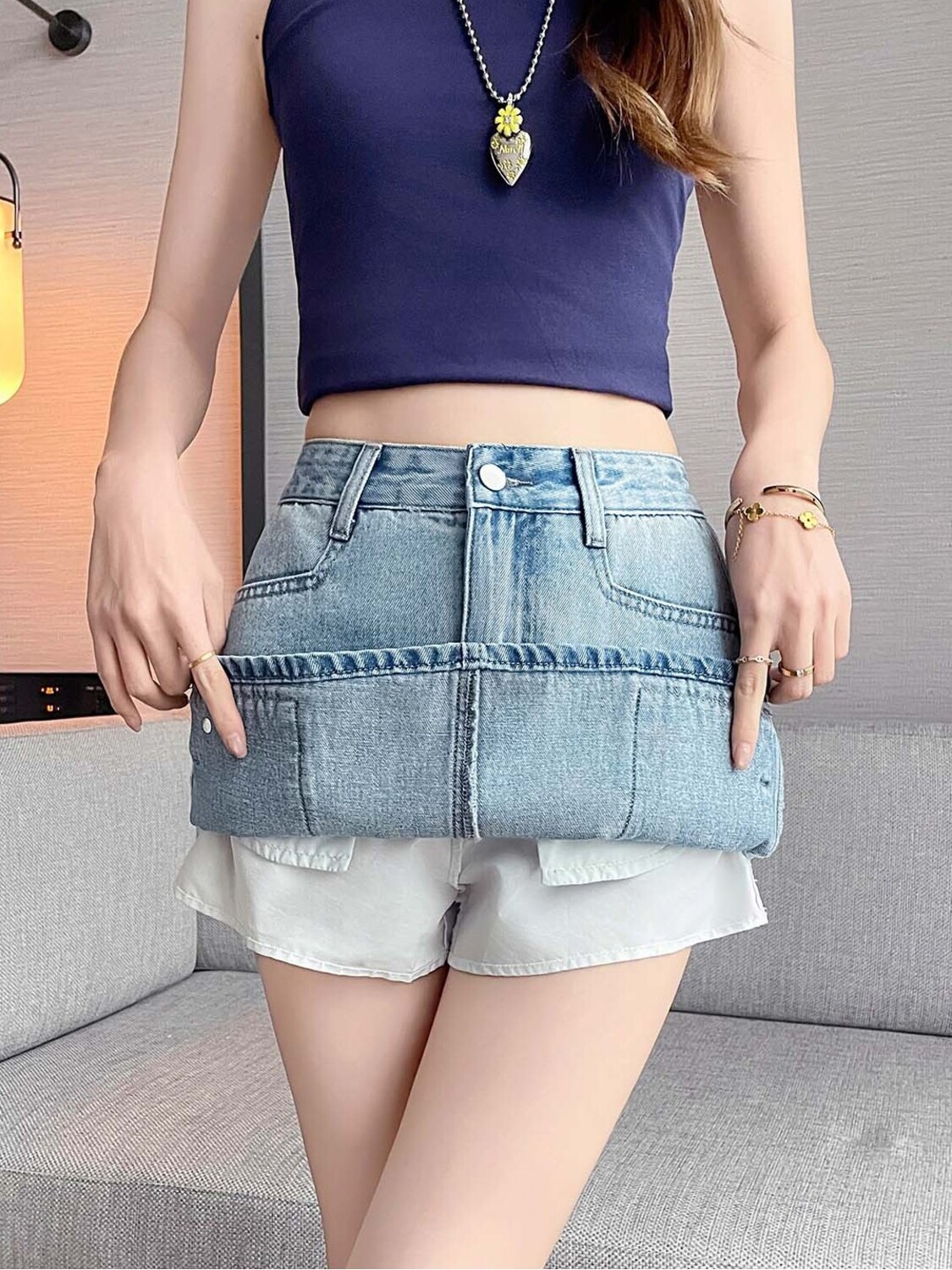 Women High Waist Cargo Denim M - Fly Line のレビューと価格